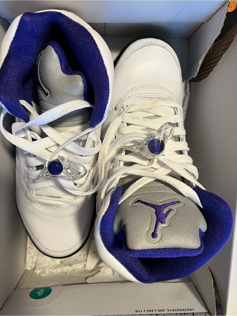 Jordan Kids White and Purple High-Top Sneakers